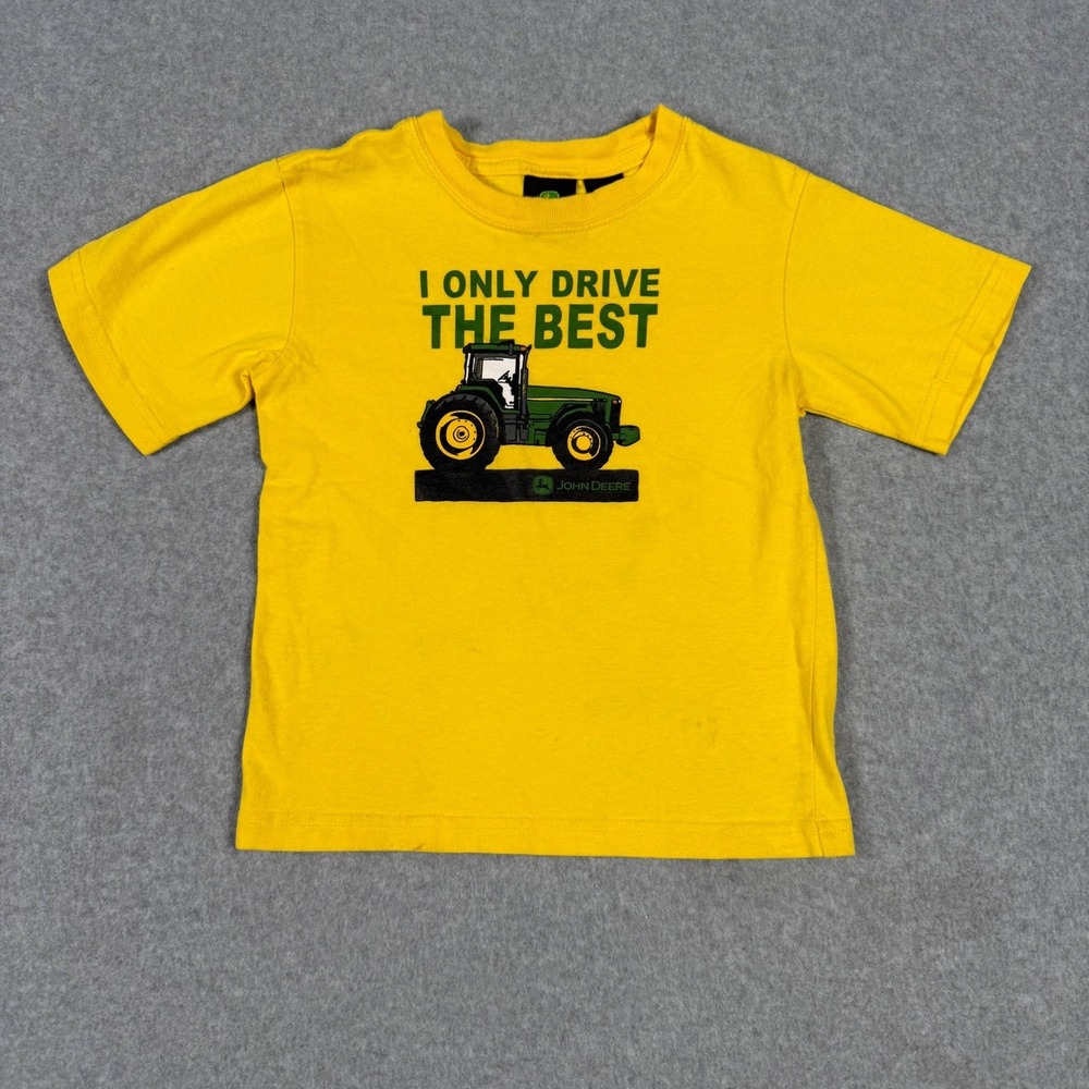 John Deere Kids Yellow Tractor Graphic T-Shirt I Only Drive The Best Size 4 S(4)